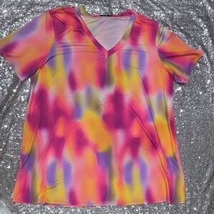 HEIMISH USA Pink and Yellow V-Neck Top